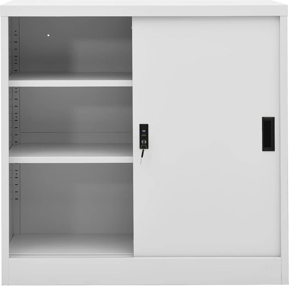 vidaXL Armoire de bureau porte coulissante Gris clair 90x40x90cm Acier