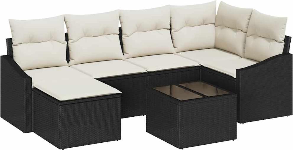 vidaXL Garten Essgruppe 7 stk. Braun und Creme