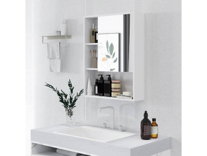 kleankin Armoire Salle de Bain Murale avec Miroir Blanc 60x15x76 cm