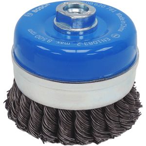 Bosch Drahtbürste 2608620761, Topfbürste Ø 100mm, für Winkelschleifer, M14, mit gezopften Borsten aus Stahl