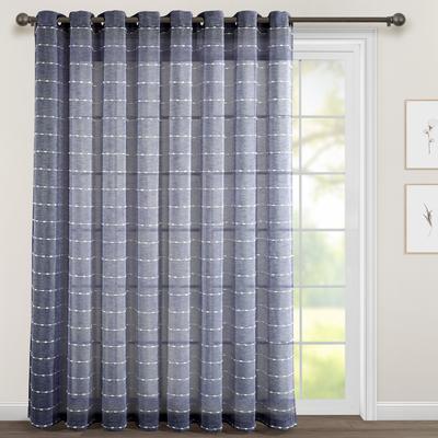 Lush Decor Farmhouse Textured Grommet Sheer Window Curtain Panel Pair
