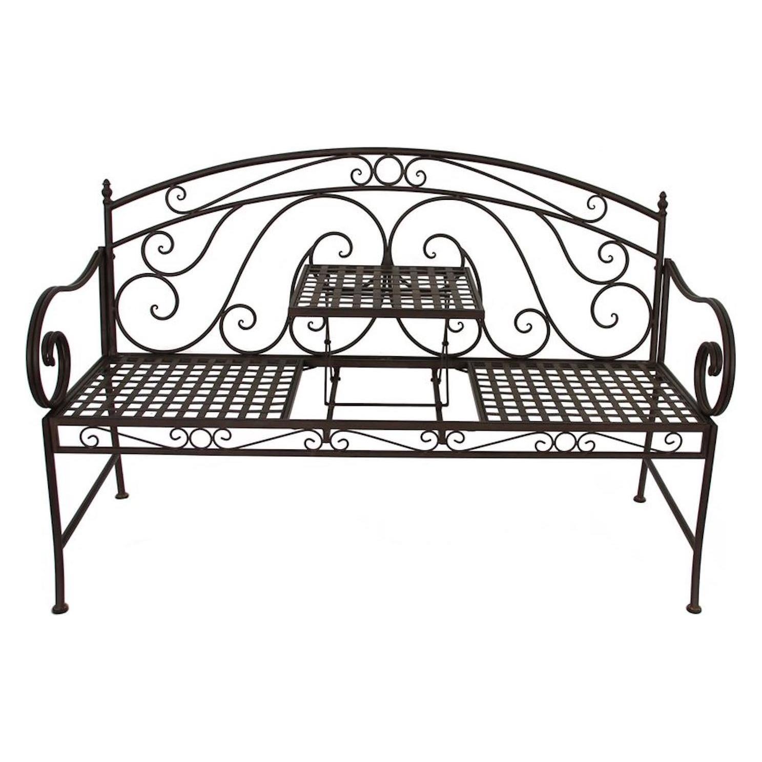 Garden Pleasure Gartenbank SAKET schwarz mit klappbarem Tisch (950487)