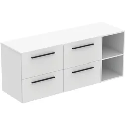 Ideal Standard Möbel-Set 160cm i.life B 4 Auszüge 2 offene Fächer Griff Schwarz Weiß matt
