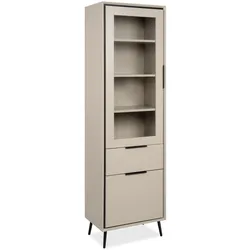 VITRINE sand, schwarz 60 cm, Vitrinenschrank mit Soft-Close-Funktion