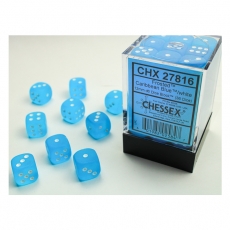 Chessex Würfel - 12mm - Frosted Caribbean Blue/white (Würfelset 36 x W6) 292677