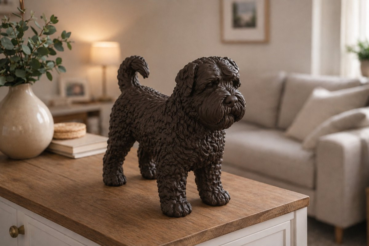 Decoratief Bouvier des Flandres hondenbeeldje, 3D geprint, Bruin
