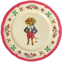 RICE Melamin Teller Nathalie Lété, Rot - Ø 20,5 cm