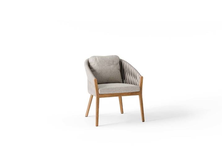 Suns Senese Dining Chair Aluminium/Misty Rope Seashell bouclé