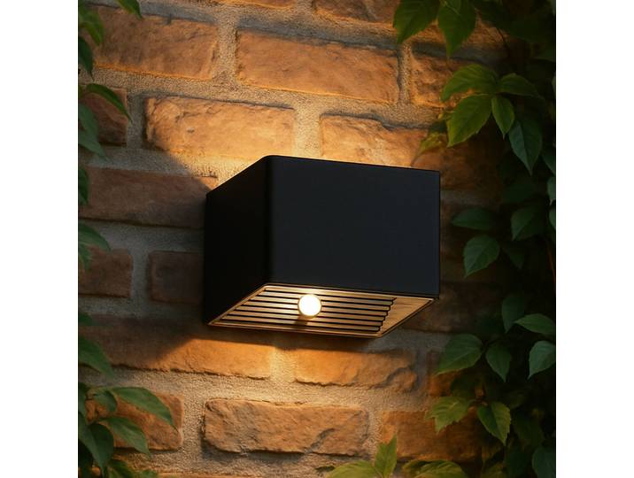 FH Lighting Aussenwandleuchte mit Bewegungsmelder Magnetic, schwarz, Metall, Modern
