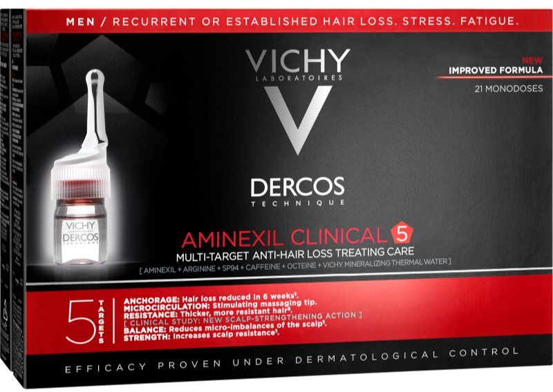Vichy Dercos Aminexil Clinical 5 gezielte Pflege gegen Haarausfall für Herren 21 x 6 ml