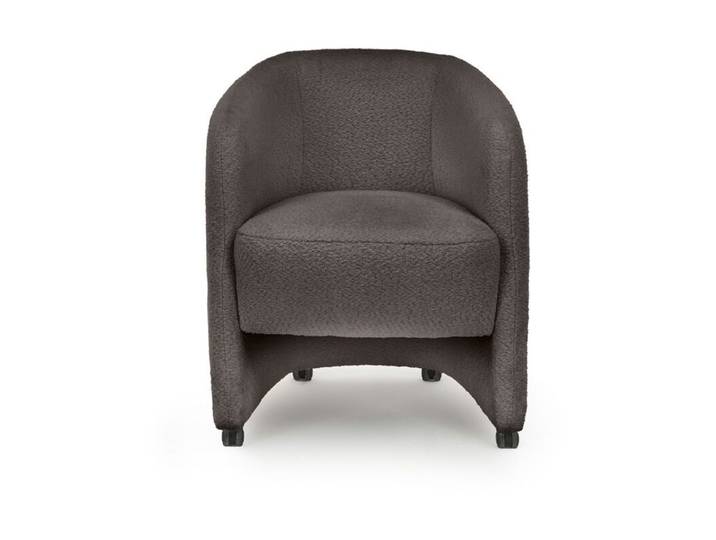 Trendstore Lante Sessel mit Bouclé-Bezug und Rollen - Bouclé Abriamo 01 dunkelbraun Modern, Zeitlos