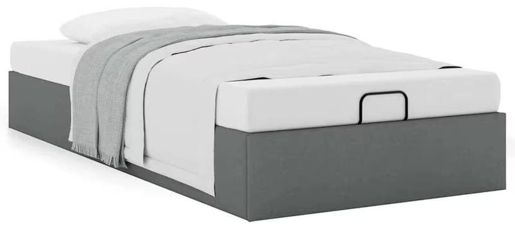 Bettgestell - Bettrahmen - 90 x 200 cm - Holzrahmen - Samtbezug - Modernes Design - Leicht zu reinigen - Grau