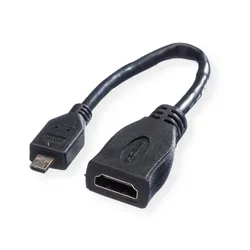VALUE HDMI High Speed Kabel mit Ethernet, HDMI BU - Micro HDMI ST, 0,15 m