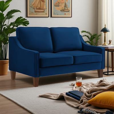 ZWYO HOSIMU 51.5'' Velvet Loveseat Sofa with Scooped Armrests and Wooden Legs