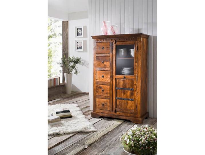 Vitrine Akazie 95x45x147 honig  lackiert OXFORD #0417
