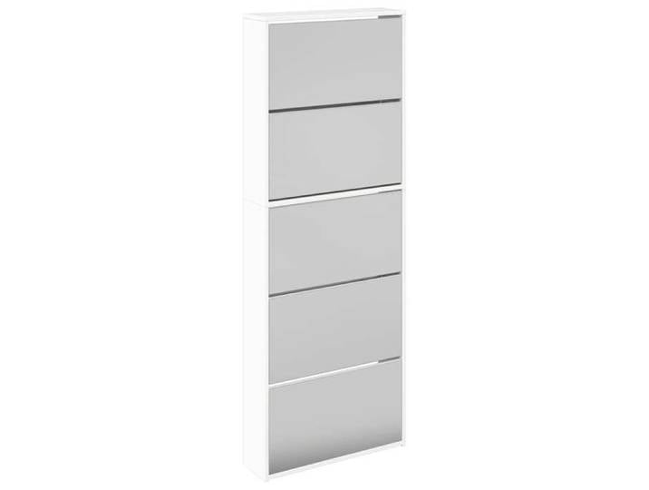 Promotion Févr Armoire chaussures - Black Month - Étagère De Rangement - pour couloir - miroir 5niveaux blanc brillant 63x17x169 5c