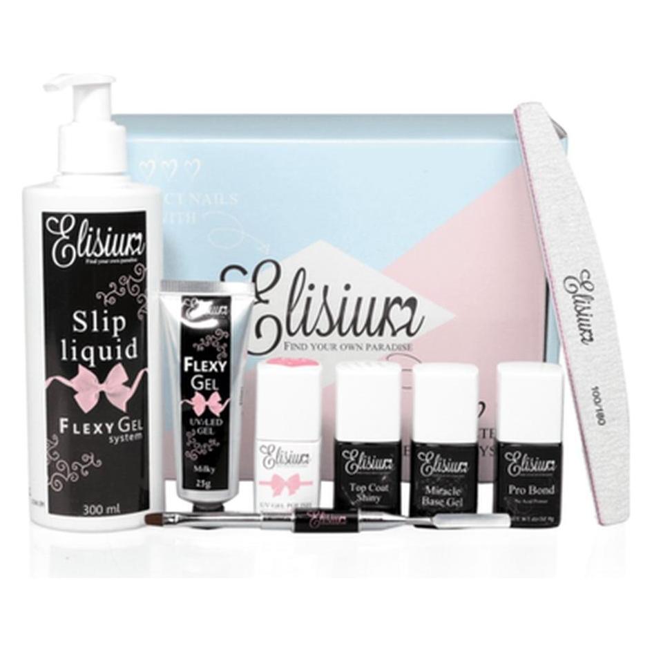 Elisium SET Zestaw Maxi FlexyGel Pro Bond + Miracle Base Gel + Top Coat Shiny + FlexyGel Milk & (OTHER)