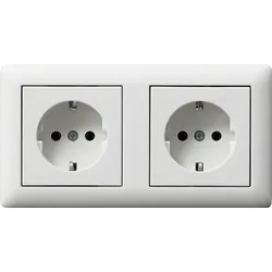 Gira 479304 SCHUKO-Steckd. 2f verdr. + Rahmen Gira Standard 55 Reinweiß m