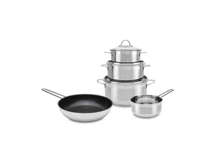 Homeware Profession. Kochtopfset, Schwarz, Edelstahlfarben, Metall, Kunststoff, 5-teilig, 16 cm,20 cm,16 cm, 4 l,2,5 l,1 l,1 l, Lfgb, backofengeeignet,backofengeeignet, Kochgeschirr, Töpfe, Topfsets