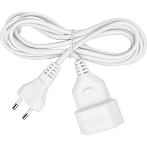 Böttcher-AG Verlängerungskabel für innen, Eurostecker, Kabeltyp H03VVH2-F aus Kunststoff, weiß, 1 m