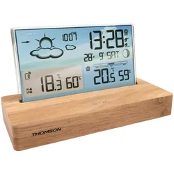Thomson Wetterstation mit Wecker CT600, Wetterstation, Mehrfarbig, Braun