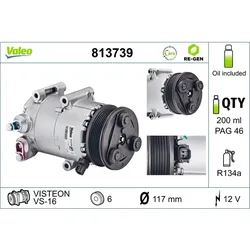 Kompressor Klimaanlage VALEO 813739 für Ford Mondeo IV Turnier S-Max