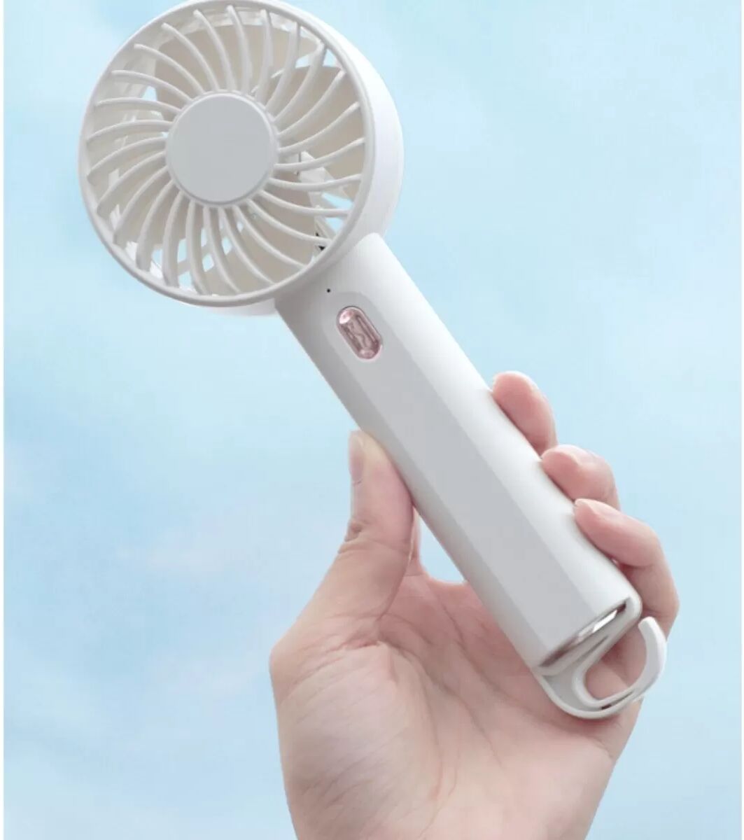 INF Handgeführter Hochgeschwindigkeits-Mini-Ventilator — USB wiederaufladbar, mit Karabiner und Nackenhängendem Design, starker Weiß