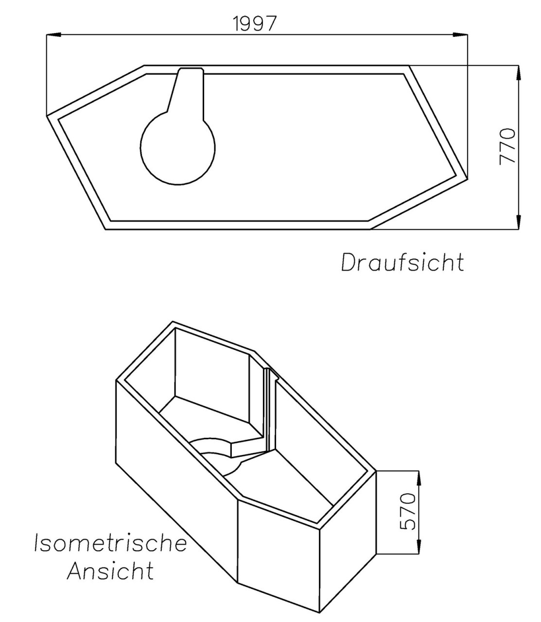 Neuesbad Wannenträger für Koralle Facette 205 R 202x80 6-Eck, Ül.vo. SW13401