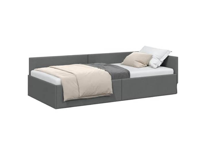 PUGYNBK Eckbettgestell Dunkelgrau, 90 x 200 cm Atmungsaktiver Stoffrahmen, 2-in-1-Schlafsofa, verstellbares Kopfteil, Sperrholz