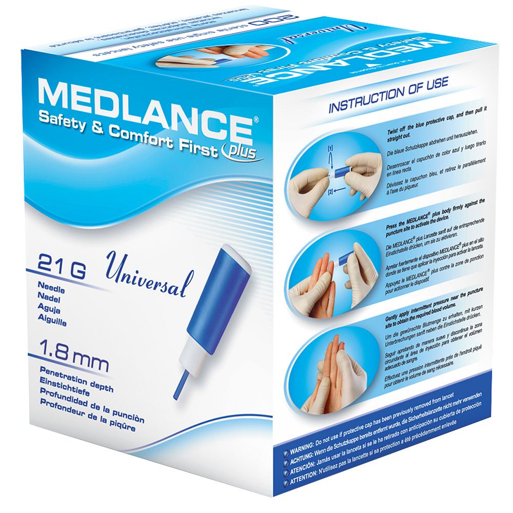 Medlance plus Universal Sicherheitslanz.21 G 1,8mm 200 St Lanzetten