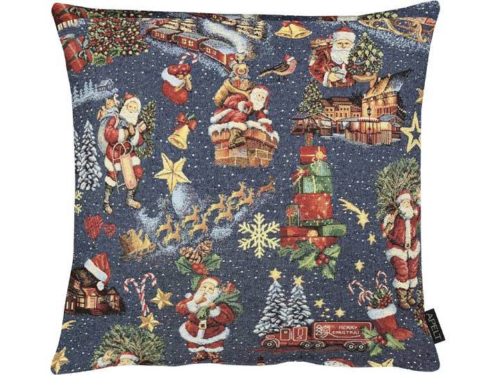 Dekokissen APELT 5824 , blau (blau, bedruckt), B:49cm L:49cm, Baumwolle, Polyester, Dekokissen_Sitzkissen_Kissenhüllen, Dekokissen