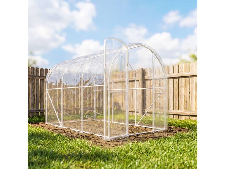 Outsunny Serre Tunnel 3x2x2m PE 150g/m² avec Porte