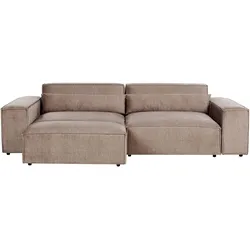 2-SITZER-SOFA hellbraun mit Ottomane Hellnar