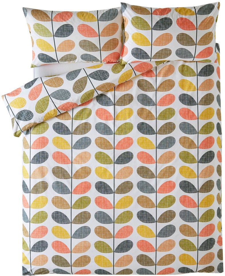 Orla Kiely Scribble Stem Duvet Cover Blue/Beige/Yellow Double Duvet Cover