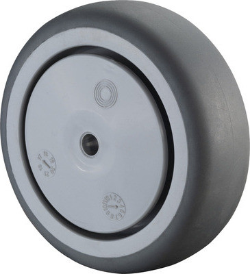 Bs Rollen Reservewiel met grijs rubber, diameter 100 mm, draagvermogen 100 kg, asdiameter 8 mm, naaf lengte 36,5 mm