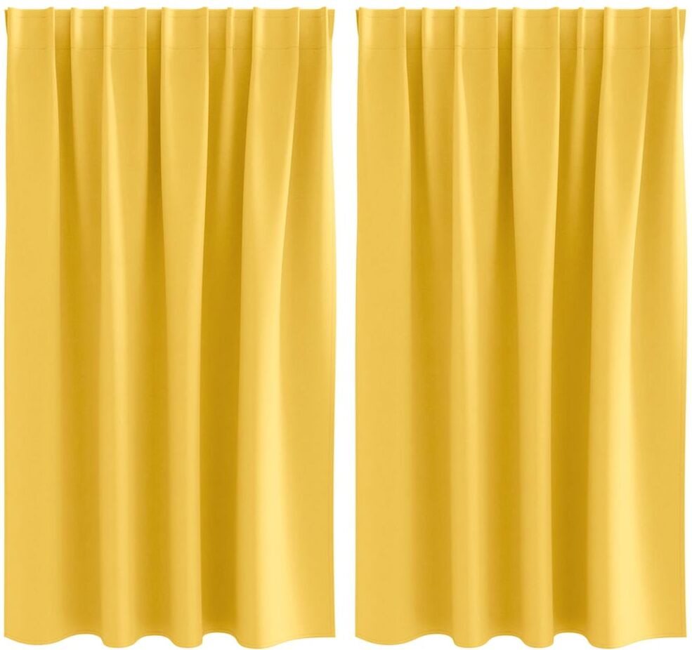 vidaXL Rideaux occultants avec anneaux 2 pc Jaune moutarde Polyester