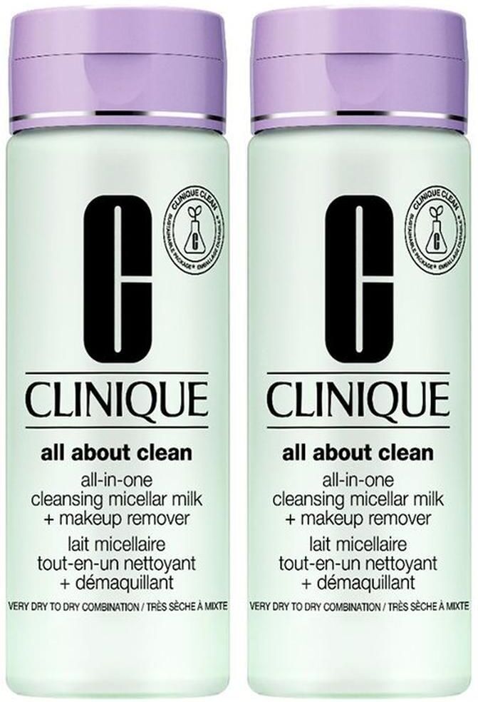 Clinique All About Clean All-in-One Cleansing Micellar Milk + Make-Up Remover 1 & 2 x2 2x200 ml Reinigungsmittel