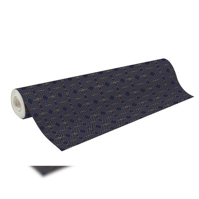 Clairefontaine Geschenkpapierrolle Excellia 80g, 50x0,70m, Geometrich gold/blau - Blau 202098C