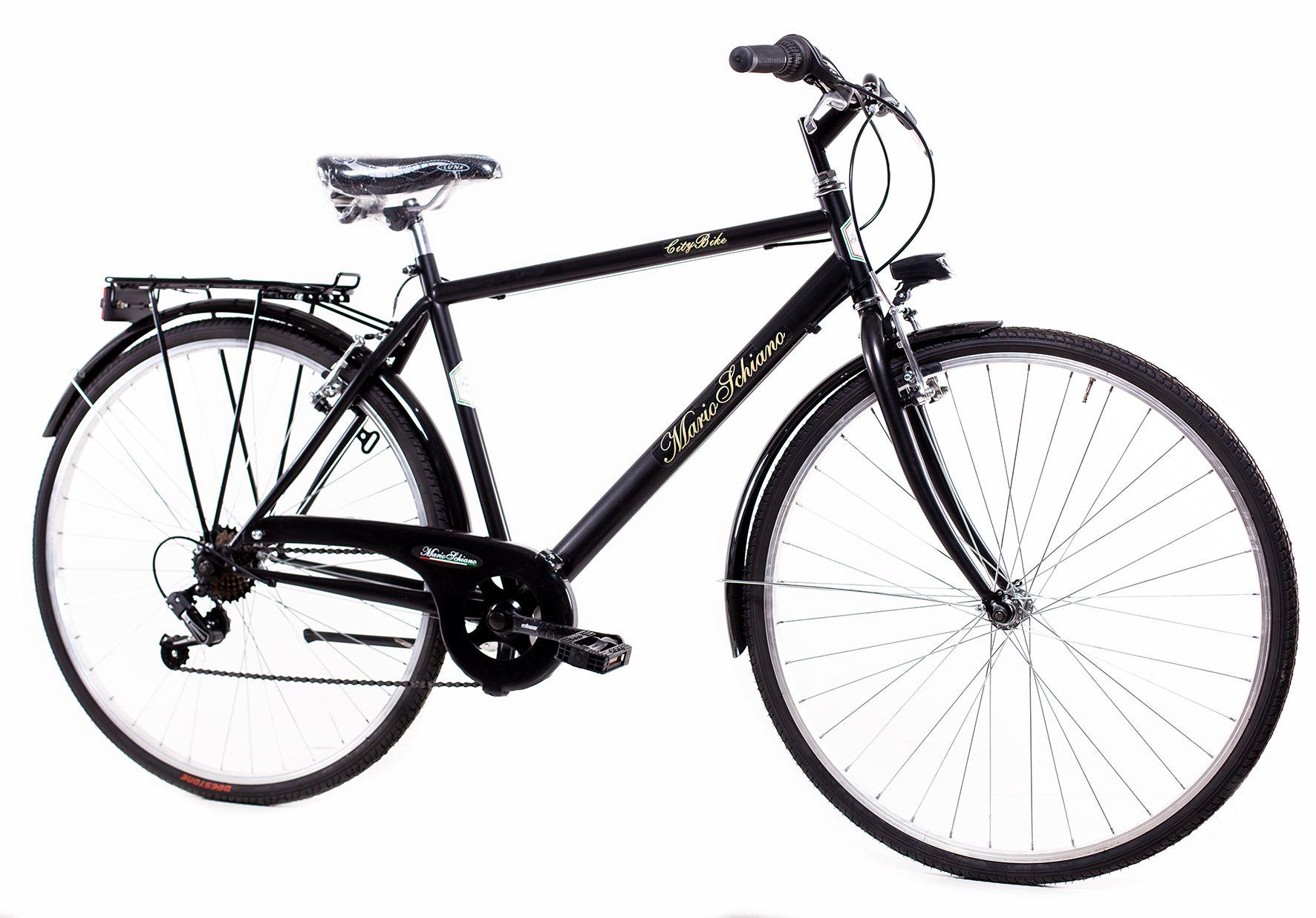 F.lli Schiano Mario Schiano City Bike 28" - Stadtrad, Herren, 28"-Räder, 6-Gang-Schaltung, Stahlrahmen, Mit Zubehör - Farbe Schwarz