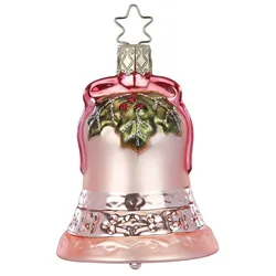 INGE-Glas Manufaktur Christbaumschmuck Weihnachtsglocke 9cm - Glas Figur Mundgeblasen & Handbemalt Weihnachtsbaum Anhänger Weihnachten Christbaumanhänger Glocke Rosa