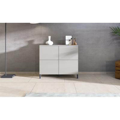 Kommode BORCHARDT MÖBEL "Haama, Sideboard mit Metallfüßen, Push-to-open-Technik, Breite 93 cm", beige (kaschmir), B:93cm H:80cm T:35cm, Holzwerkstoff, Sideboards, Kommode, Drucköffner (Push-To-Open), höhenverstellbarer Einlegeboden