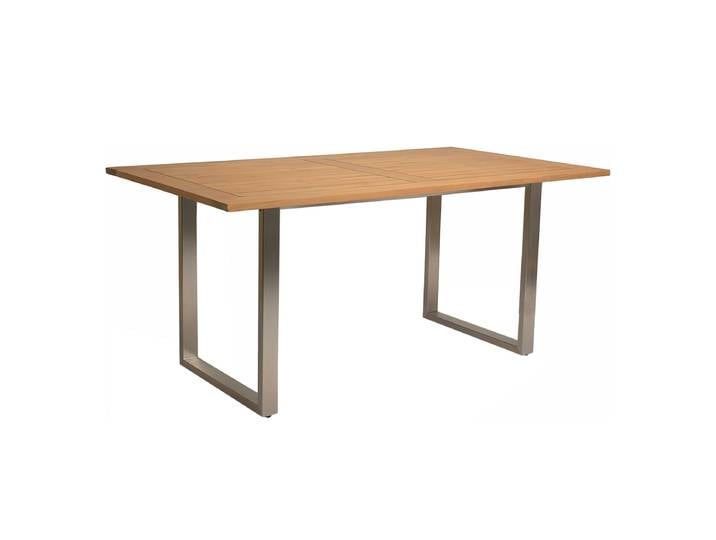 Stern Kufentisch 180x100 cm Edelstahl mit Tischplatte Teak