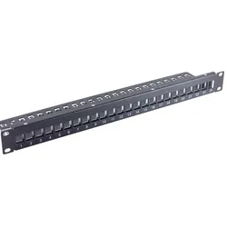 Verteilerfeld 19" 1HE unbestückt 24-Port für Keystone schwarz