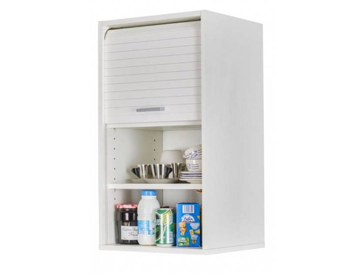 Meuble de Cuisine Blanc A Rideau 2 Etagères 40 x 72 x 35 cm - L 40 x l 35 x H 72 cm
