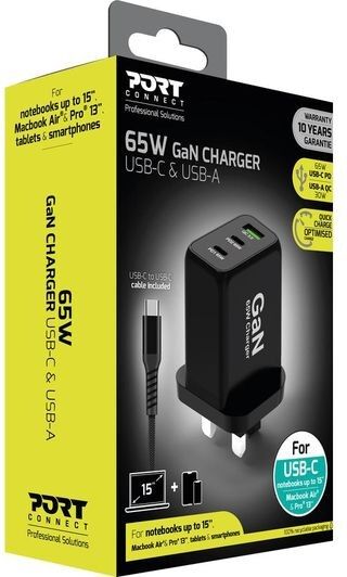 PORT Designs PORT Connect 65W 3-Port GaN USB-C Wall Charger Black