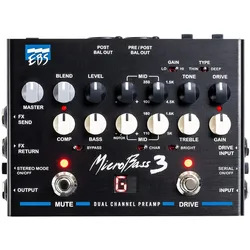 EBS Professioneller analoger Mikro-Bass-Vorverstärker mit Dual-Kanälen und Blend-Control (Vorverstärker), Effektgerät, Schwarz