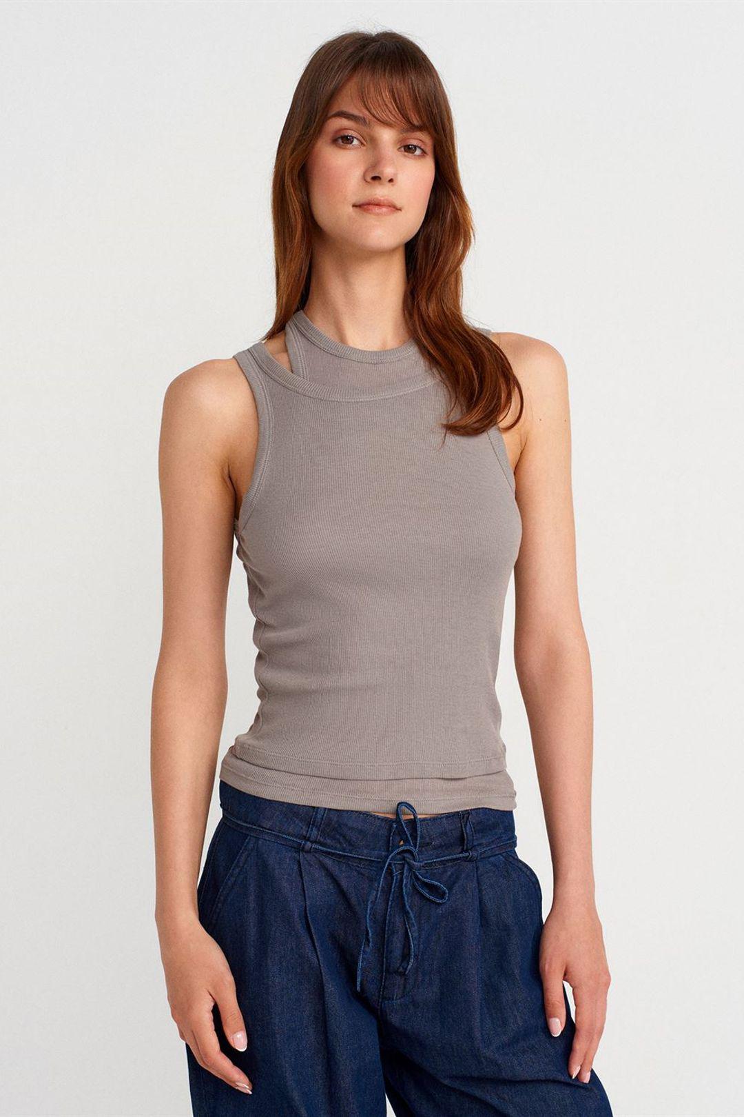 Katoenen Geribde Crop Cami