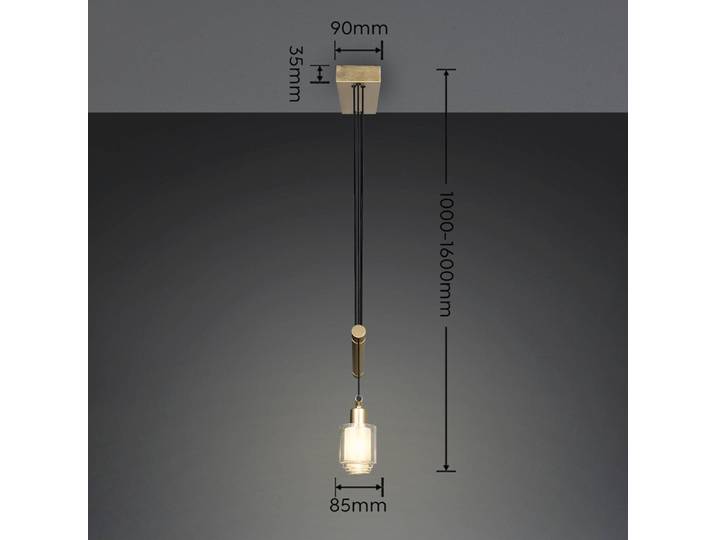 Hanglamp Neralo, dimbaar, messing / goud, Woon-/ Eetkamer, metaal, hanglamp