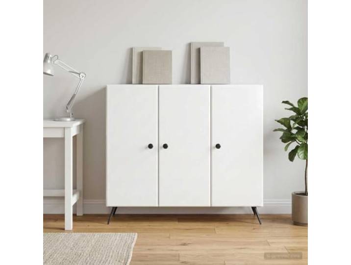 RJPLMFV Anrichte weiß glänzend 89 x 34,5 x 80 cm Holz Ingenierie Vielseitige Aufbewahrung, Regale und Türen, für Esszimmer und Wohnzimmer