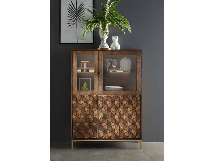 Highboard III 99x139cm 'Assuan' Mango & Metall goldfarbig WZ-0462